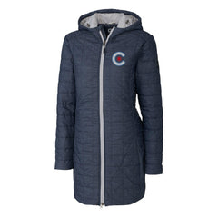 Chicago Cubs Cutter & Buck Women's City Connect Rainier PrimaLoft Eco Insulated Hooded Long Coat for sale