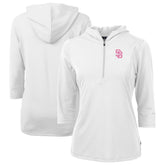 San Diego Padres Cutter & Buck Women's City Connect Virtue Eco Pique Recycled Half-Zip Pullover Hoodie Online