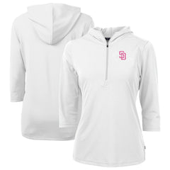 San Diego Padres Cutter & Buck Women's City Connect Virtue Eco Pique Recycled Half-Zip Pullover Hoodie Online