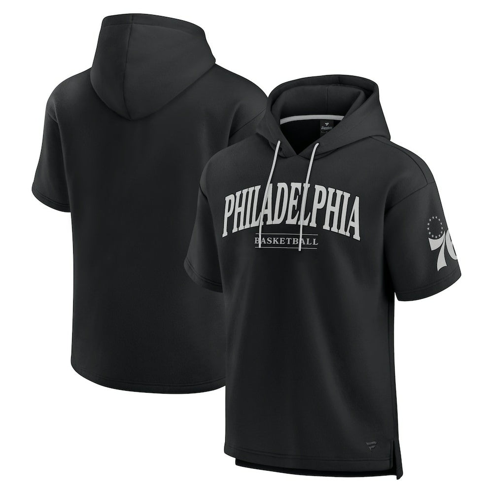 Fanatics Philadelphia 76ers Elements Ready Short Sleeve Pullover Hoodie Black