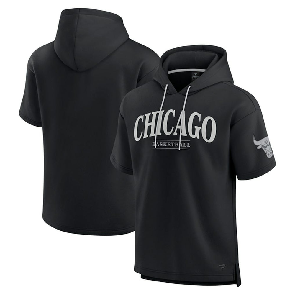 Fanatics Chicago Bulls Elements Ready Short Sleeve Pullover Hoodie Black