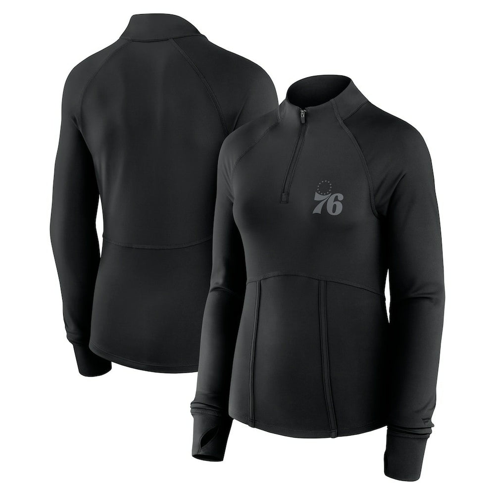 Fanatics Philadelphia 76ers Women's Elements Match Raglan Quarter-Zip Top Black