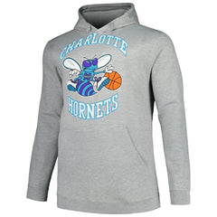 Mitchell & Ness Charlotte Hornets Hardwood Classics Big & Tall Pullover Hoodie Heather Gray