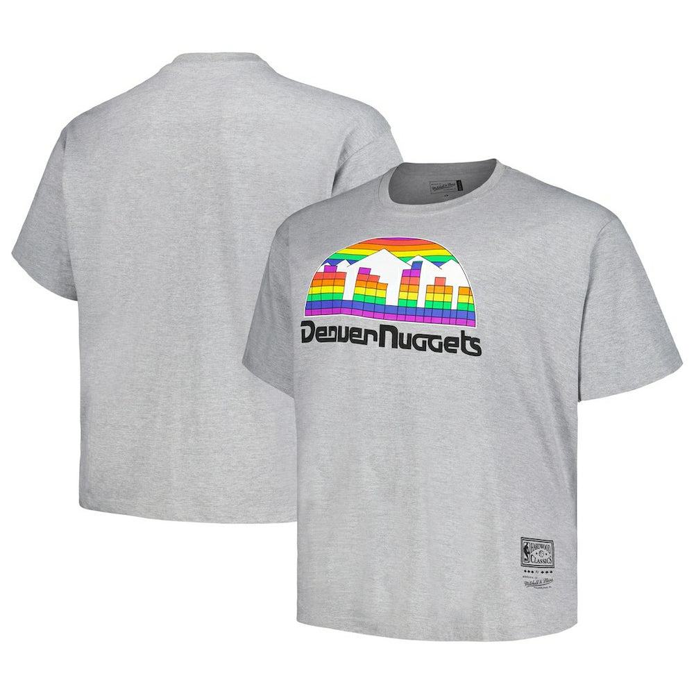 Mitchell & Ness Denver Nuggets Big & Tall Hardwood Classics Vintage Logo T-Shirt Heather Gray