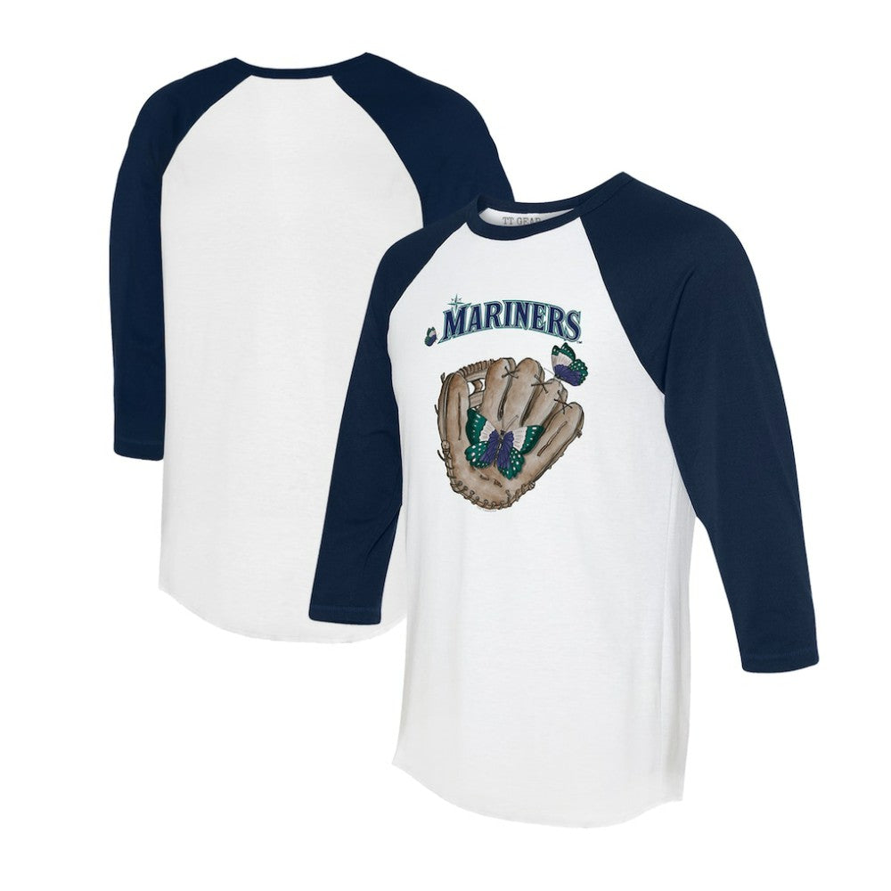 Seattle Mariners Tiny Turnip Unisex Butterfly Glove 3/4-Sleeve Raglan T-Shirt for sale