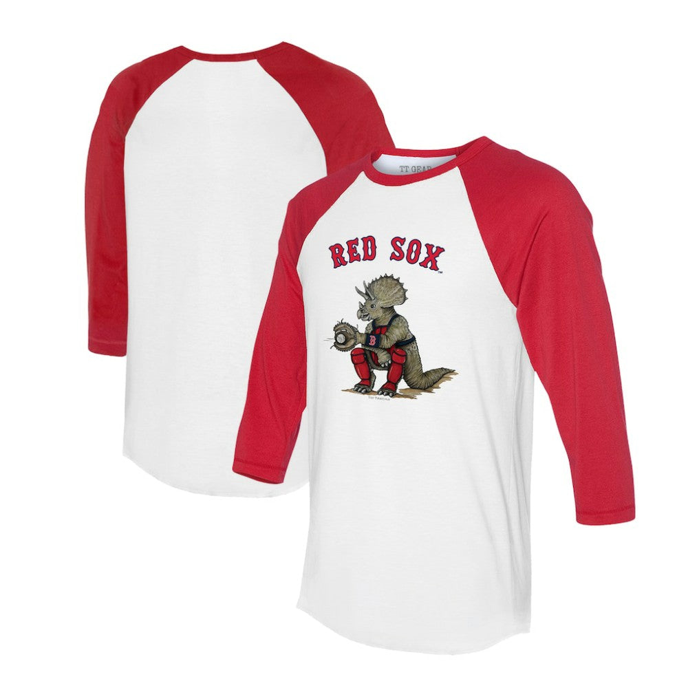 Boston Red Sox Tiny Turnip Unisex Triceratops 3/4-Sleeve Raglan T-Shirt for sale