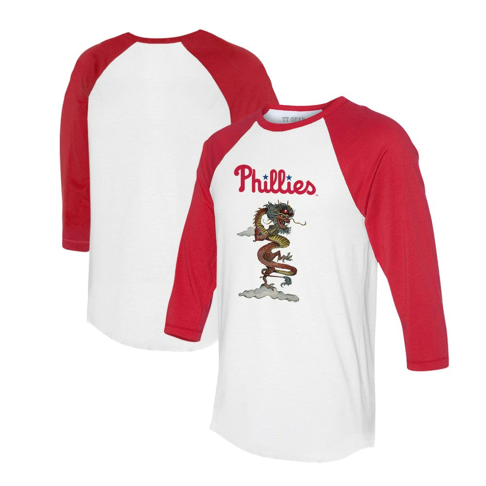 Philadelphia Phillies Tiny Turnip Unisex 2024 Year of the Dragon 3/4-Sleeve Raglan T-Shirt for sale