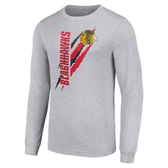Chicago Blackhawks Starter Color Scratch Long-Sleeve T-Shirt - Heather Gray | NHL discount
