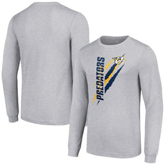 Nashville Predators Starter Color Scratch Long-Sleeve T-Shirt - Heather Gray | NHL Clearance