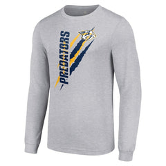 Nashville Predators Starter Color Scratch Long-Sleeve T-Shirt - Heather Gray | NHL Clearance