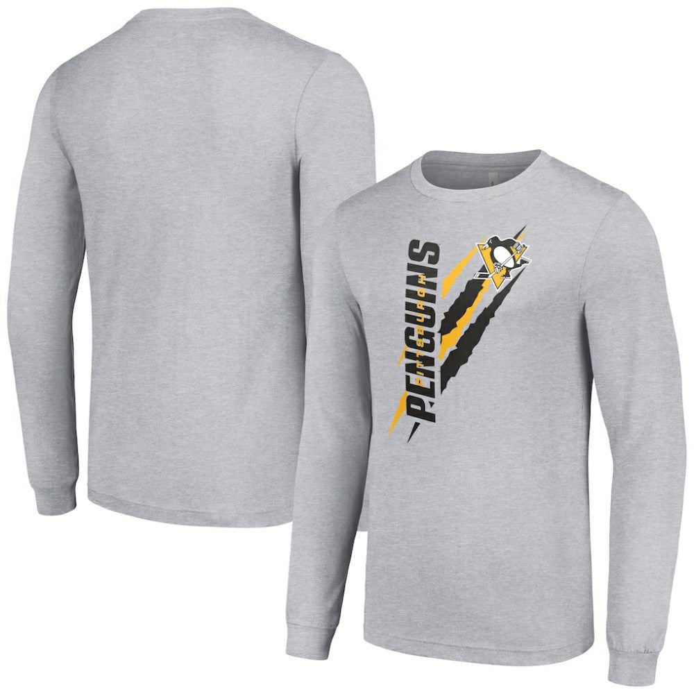Pittsburgh Penguins Starter Color Scratch Long-Sleeve T-Shirt - Heather Gray | NHL online