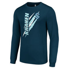 Seattle Kraken Starter Color Scratch Long-Sleeve T-Shirt - Deep Sea Blue | NHL near me