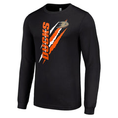 Anaheim Ducks Starter Color Scratch Long-Sleeve T-Shirt - Black | NHL near me