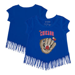 Chicago Cubs Tiny Turnip Girls Youth Butterfly Glove Fringe T-Shirt Sale