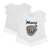 Miami Marlins Tiny Turnip Girls Youth Butterfly Glove Fringe T-Shirt Discount