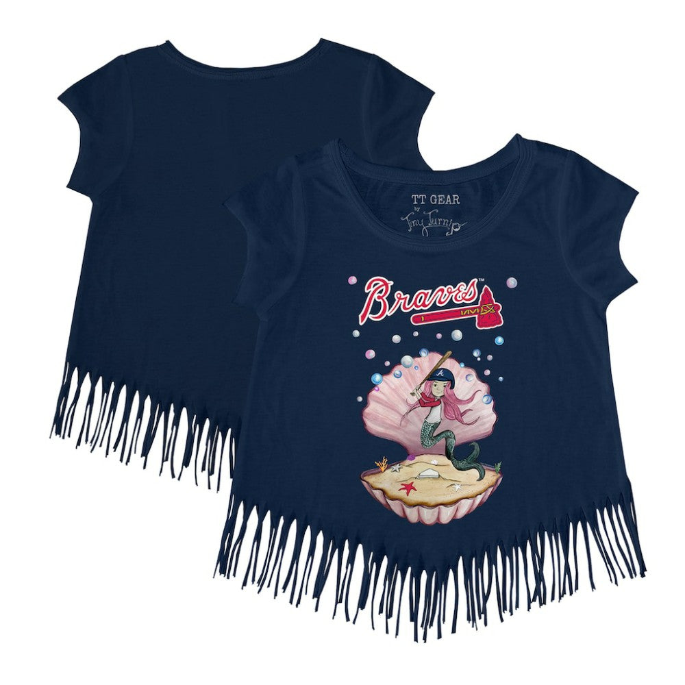 Atlanta Braves Tiny Turnip Girls Youth Mermaid Fringe T-Shirt Online