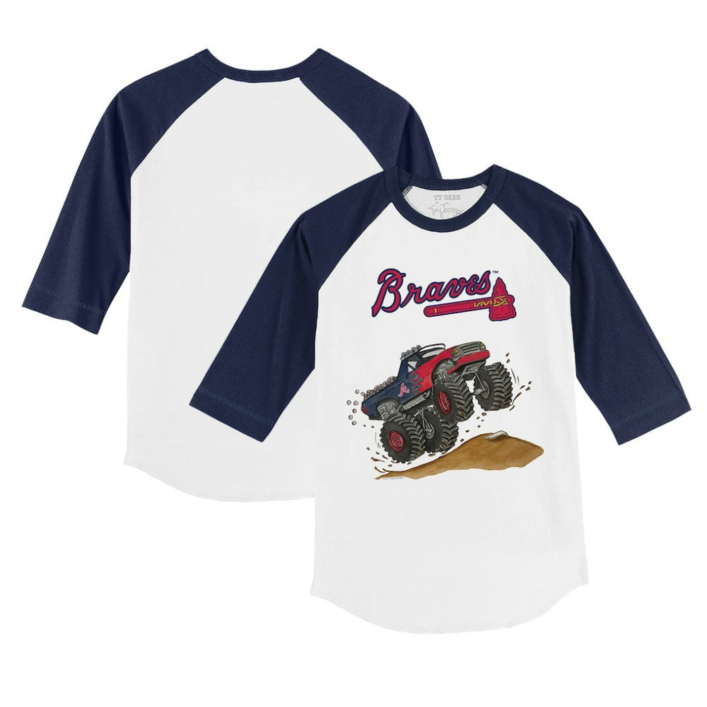 Atlanta Braves Tiny Turnip Youth Monster Truck 3/4-Sleeve Raglan T-Shirt Outlet