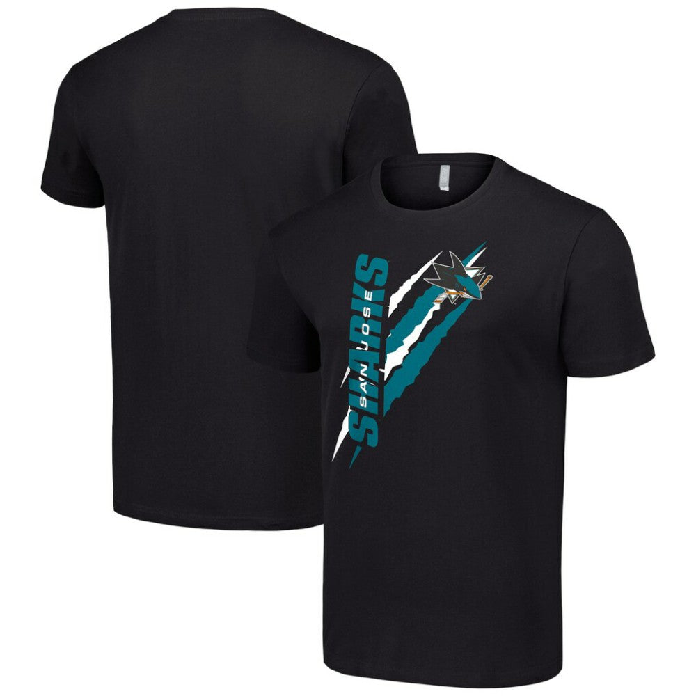 San Jose Sharks Starter Color Scratch T-Shirt - Black | NHL Clearance