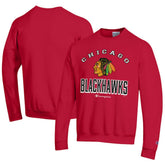 Chicago Blackhawks Champion Eco Powerblend Crewneck Sweatshirt - Red | NHL Lifestyle