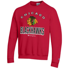 Chicago Blackhawks Champion Eco Powerblend Crewneck Sweatshirt - Red | NHL Lifestyle