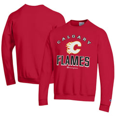 Calgary Flames Champion Eco Powerblend Crewneck Sweatshirt - Red | NHL Lifestyle