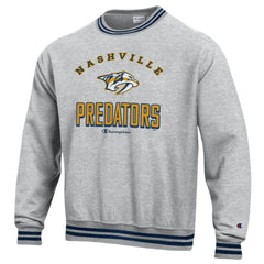 Nashville Predators Champion Reverse Weave Yarn Dye Pullover Sweatshirt - Heather Gray | NHL Lifestyle