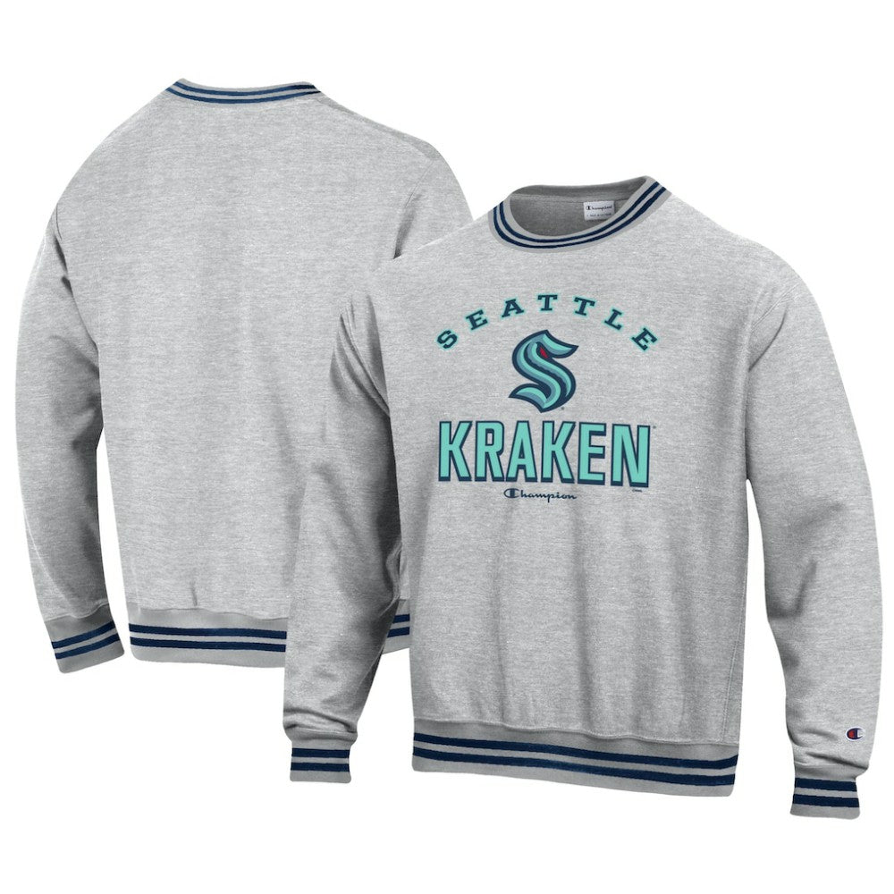 Seattle Kraken Champion Reverse Weave Yarn Dye Pullover Sweatshirt - Heather Gray | NHL online
