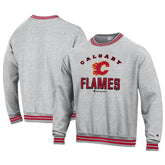 Calgary Flames Champion Reverse Weave Yarn Dye Pullover Sweatshirt - Heather Gray | NHL Clearance