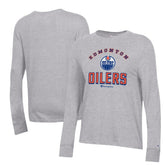 Edmonton Oilers Champion Women's Core Long Sleeve T-Shirt - Heather Gray | NHL near me