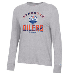 Edmonton Oilers Champion Women's Core Long Sleeve T-Shirt - Heather Gray | NHL near me