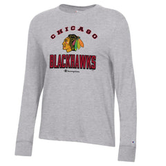 Chicago Blackhawks Champion Women's Core Long Sleeve T-Shirt - Heather Gray | NHL Clearance