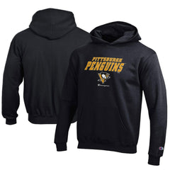 Pittsburgh Penguins Champion Youth Eco Powerblend Pullover Hoodie - Black | NHL Clearance