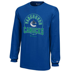 Vancouver Canucks Champion Youth Long-Sleeve Jersey T-Shirt - Royal | NHL Lifestyle