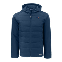 New England Patriots Cutter & Buck Americana Evoke Hybrid Eco Softshell Recycled Full-Zip Hooded Jacket - Navy - NFL