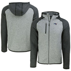 New England Patriots Cutter & Buck Americana Mainsail Full-Zip Hooded Jacket - Heather Gray/Heather Charcoal - NFL