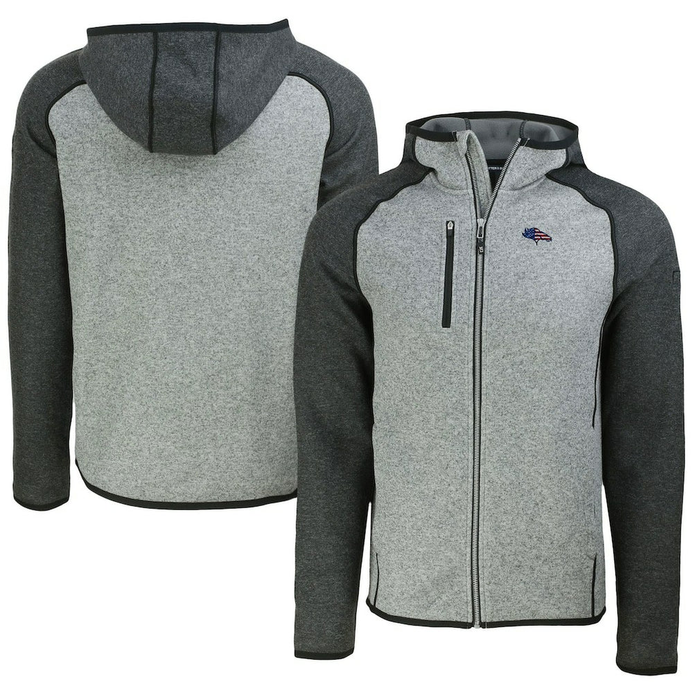 Denver Broncos Cutter & Buck Americana Mainsail Full-Zip Hooded Jacket - Heather Gray/Heather Charcoal - NFL