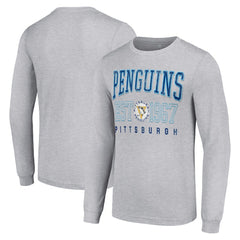 Pittsburgh Penguins Starter Retro Graphic Long Sleeve Crew T-Shirt - Heather Gray | NHL sale