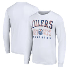 Edmonton Oilers Starter Retro Graphic Long Sleeve Crew T-Shirt - White | NHL Lifestyle