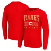 Calgary Flames Starter Retro Graphic Long Sleeve Crew T-Shirt - Red | NHL Clearance