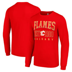 Calgary Flames Starter Retro Graphic Long Sleeve Crew T-Shirt - Red | NHL Clearance