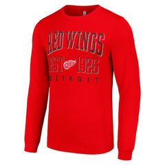 Detroit Red Wings Starter Retro Graphic Long Sleeve Crew T-Shirt - Red | NHL Lifestyle