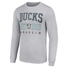 Anaheim Ducks Starter Retro Graphic Long Sleeve Crew T-Shirt - Heather Gray | NHL online