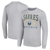 Buffalo Sabres Starter Retro Graphic Long Sleeve Crew T-Shirt - Heather Gray | NHL Clearance