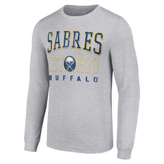 Buffalo Sabres Starter Retro Graphic Long Sleeve Crew T-Shirt - Heather Gray | NHL Clearance