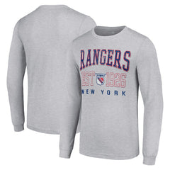 New York Rangers Starter Retro Graphic Long Sleeve Crew T-Shirt - Heather Gray | NHL online
