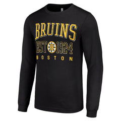 Boston Bruins Starter Retro Graphic Long Sleeve Crew T-Shirt - Black | NHL Lifestyle