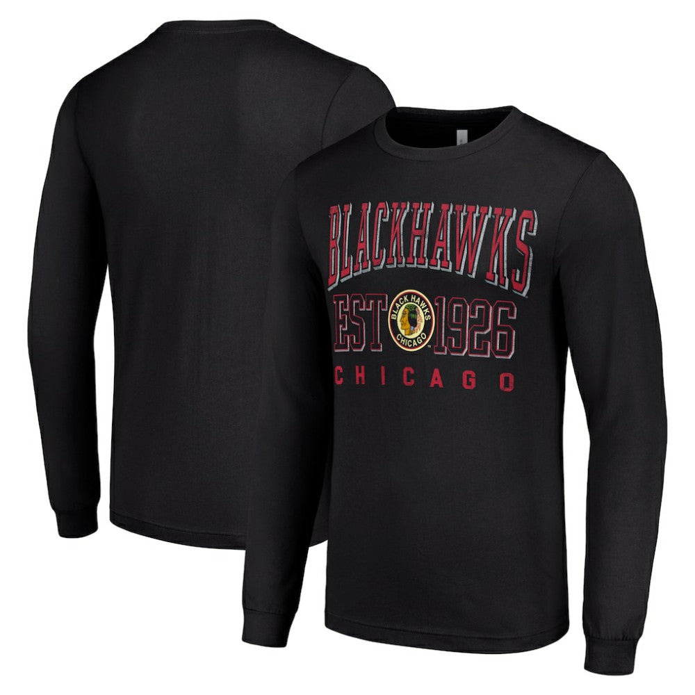 Chicago Blackhawks Starter Retro Graphic Long Sleeve Crew T-Shirt - Black | NHL on sale