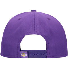 New Era Los Angeles Lakers Oversized Puff Print Logo Golfer Snapback Hat Purple
