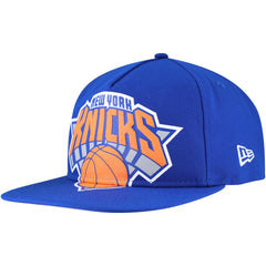 New Era New York Knicks Oversized Puff Print Logo Golfer Snapback Hat Blue