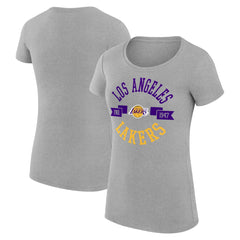 Los Angeles Lakers G-III 4Her by Carl Banks Women's Super-Slim Fit Lightweight Large City Logo T-Shirt Heather Gray
